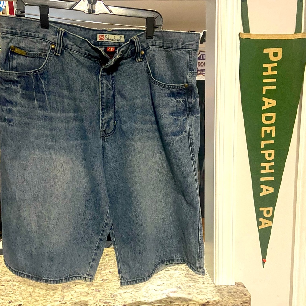 Vintage Y2K Ecko Mens Size 40 Waist Blue Denim Jean Shorts